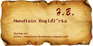 Hendlein Boglárka névjegykártya